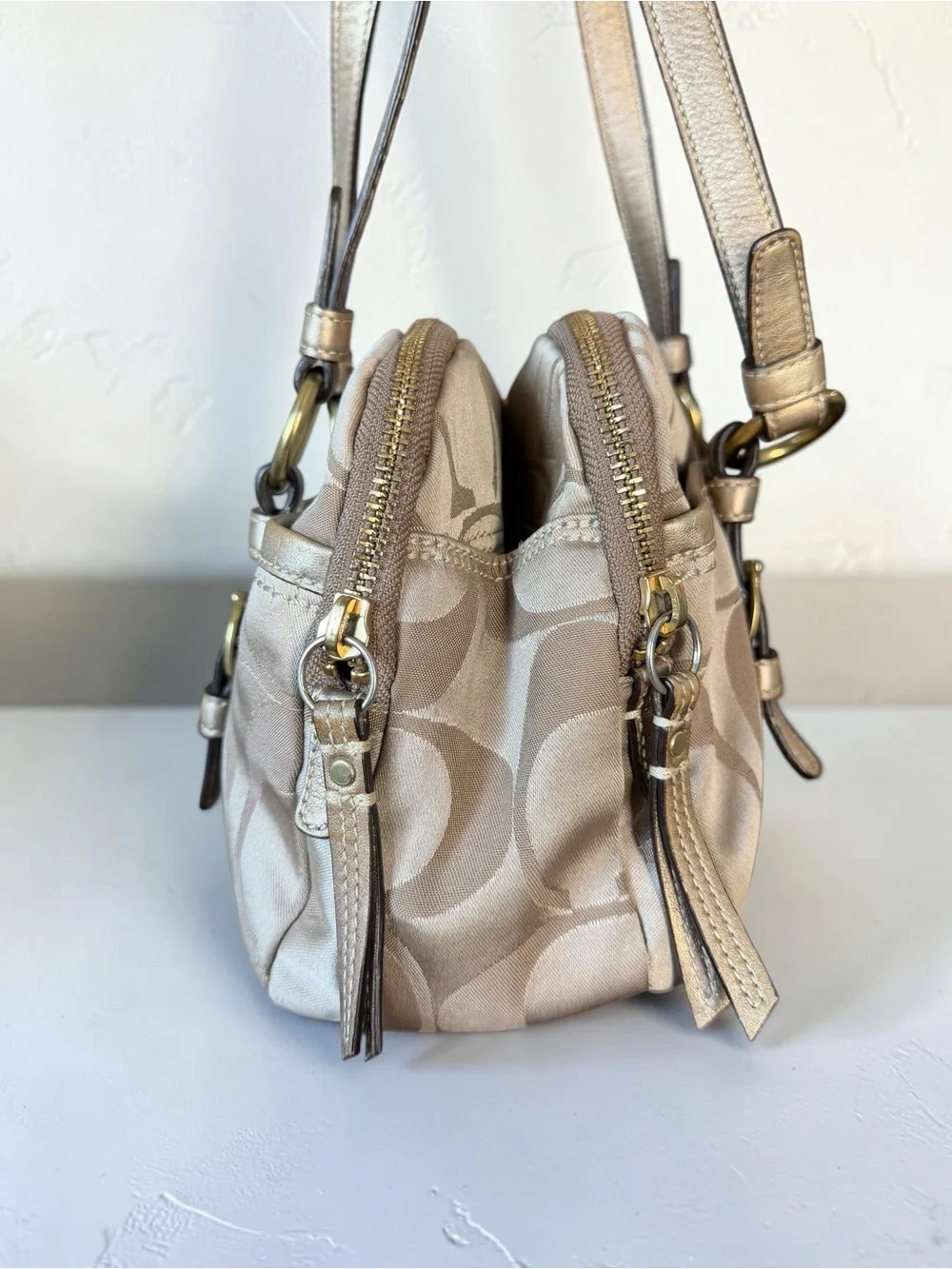 Coach Y2K Sig Bonnie Satchel in Champagne/Gold
